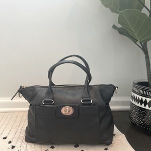 Kate Spade New York Black Leather Turn-Lock Tote